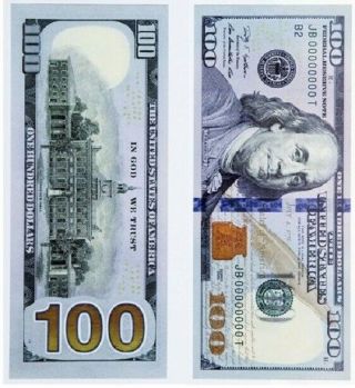 $100 Bill One Hundred Dollar Bill Blue Ribbon Circulated To Uncirculated