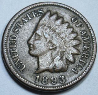 1893 Vf - Xf Detail Us Indian Head Penny 1 Cent Antique U.  S.  Currency Money Coin