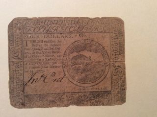 $4.  00 Nov.  29,  1775 Continental Colonial Currency