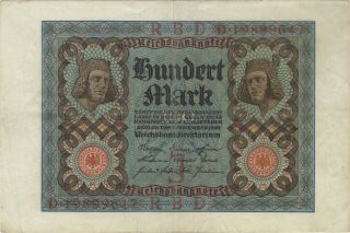 1920 100 Mark Germany Reichsbanknote Currency Note Old German Banknote Bill Cash