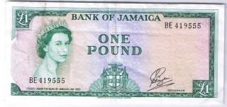 1960 (1964) Bank Of Jamaica 1 Pound Stanley W.  Payton P 51ca Note Bill Banknote