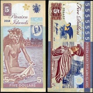 Pitcairn Islands 5 Dollars 2018 Girl In Sea South Pacific