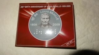 India Rs 2,  Proof Coin Set,  On Birth Anniversary Of Louis Braille,  1809 - 2009
