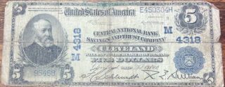 Series Of 1902 $5 Cleveland Ohio Large Note G