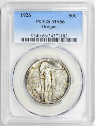 1926 Oregon Trail Commemorative Silver Half Dollar - Pcgs Ms 66 - State 66