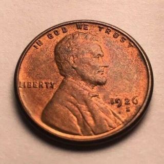 1926 - S Lincoln Cent Choice Red And Brown Bu,  Nearly Full Red