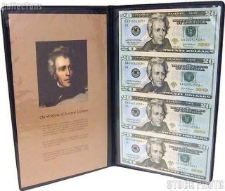 Uncut Sheet Of Four $20 Bills In Display Folder,  Series 2004 A