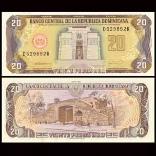 Dominican Republic 20 Pesos,  1990,  P - 133,  Unc
