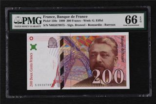 1999 France Banque De France 200 Francs Pick 159c Pmg 66 Epq Gem Unc