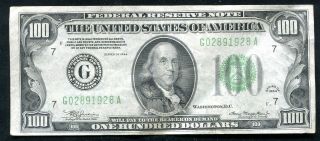 1934 $100 One Hundred Dollars Frn Federal Reserve Note Chicago,  Il Xf (b)