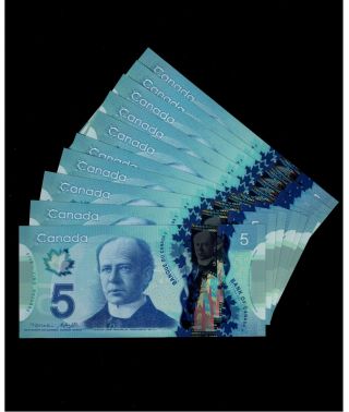 One $5 Polymer Note From The Bundle.  Prefix Hcc.  Gemunc.  2013 Canada