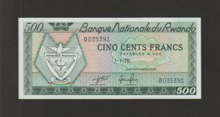 Rwanda,  500 Francs Banknote,  1.  1.  1976,  Choice Uncirculated,  Cat 9 - B