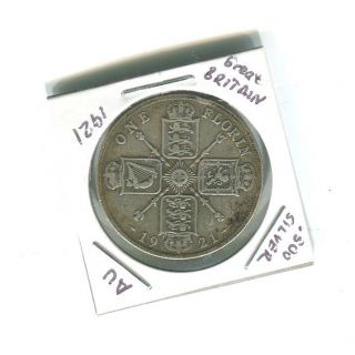 UK Great Britain - 1florin - 1921 - Silver coin.  500 2