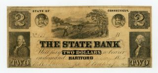 1854 $2 The State Bank - Hartford,  Connecticut (spurious) Note