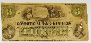 $3 Obsolete Note Commercial Bank Of Ky Payable At Monticello - Issued Paduca 1860