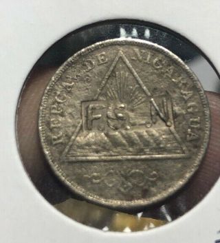Nicaragua 5 Centavos 1899 Countermark Fsln