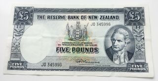 1967 Reserve Bank Of Zealand £5 Banknote
