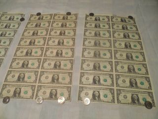 Uncut Sheet Of 3 1981 1985 1988 $1 One Dollar Bills Currency Notes Paper Money 3