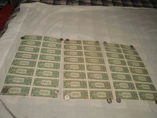 Uncut Sheet Of 3 1981 1985 1988 $1 One Dollar Bills Currency Notes Paper Money 4