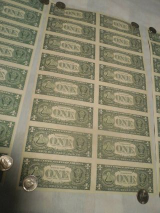 Uncut Sheet Of 3 1981 1985 1988 $1 One Dollar Bills Currency Notes Paper Money 6