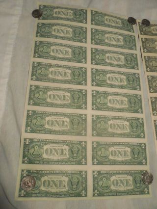Uncut Sheet Of 3 1981 1985 1988 $1 One Dollar Bills Currency Notes Paper Money 7