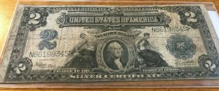 1899 $2.  00 " Duece " Silver Certificate Highly Sought After Horse Blanket Note
