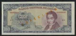 Chile Paper Money Specimen 100 Escudos