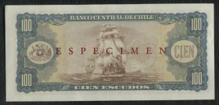 CHILE Paper Money Specimen 100 Escudos 2