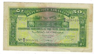 Lebanon 50 Piastres Banknote 1942 Vf.  Ep - 7798