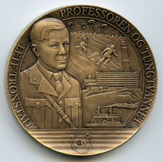Norway Bronze Medal Leif Tronstad Norwegian Intelligence Officer,  Scientist