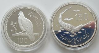 Pakistan 100,  150 Rupees 1976 Silver Silver Plata Argent,  Capsule Proof