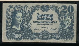 20 Schillings From Austria 1945 Fine