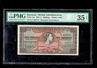 Bermuda | British Administration | 5 Shillings | 1952 | P - 18a | Pmg - 35 Epq