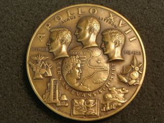 1972 Apollo Xvii 17 Medallic Art Co.  Ny Large Bronze Medal 2 1/2 " 63mm Diameter