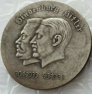 Coins 1933 Paul Von Hindenburg And Hitler / Germany Exonumia Coin 26