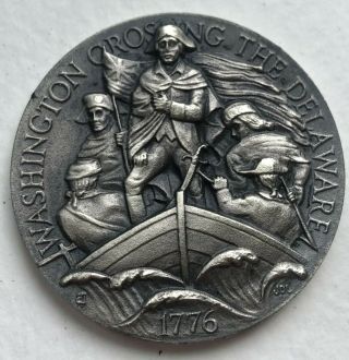 1776 Washington Crosses Delaware River Longines 34.  8g Sterling Silver.  925 Medal