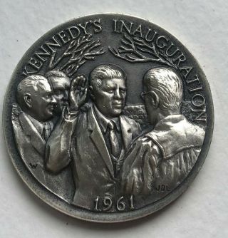 1961 Kennedy Inauguration Longines 35.  3g Sterling Silver.  925 Medal