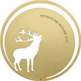 Mongolia 2017 500 Togrog Mongolian Nature - Roaring Deer Set 1/2 Oz Silver Coin