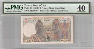 559 - 0021 French West Africa | Occidentale,  5 Francs,  1943 - 54,  P 36,  Pmg 40 Xf