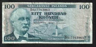 100 Kronur From Iceland 1961