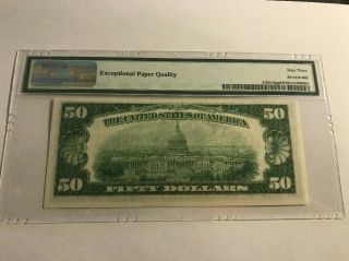 1934 $50 Federal Reserve Note Kansas City Fr 2102 Dark Green PMG 63 EPQ 4