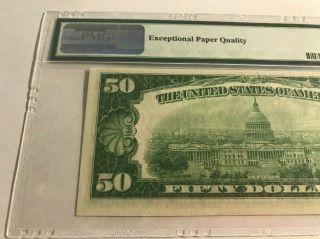 1934 $50 Federal Reserve Note Kansas City Fr 2102 Dark Green PMG 63 EPQ 5