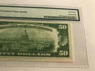 1934 $50 Federal Reserve Note Kansas City Fr 2102 Dark Green PMG 63 EPQ 6