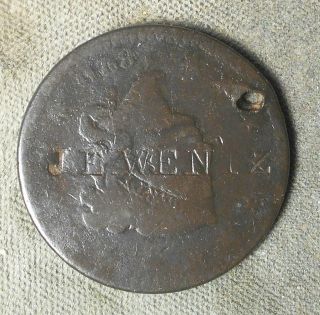 Counterstamp: J.  E.  Wentz On An 1820 Large 1c,  Brunk – Not Listed,  Holed