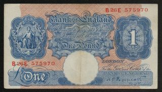 Great Britain (p367a) 1 Pound Nd (1940) Vf/vf,