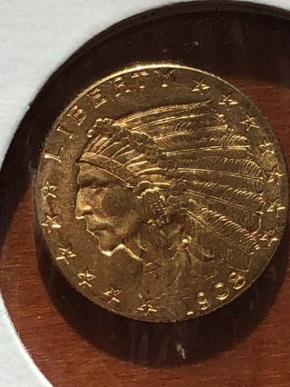 1908 Indian Head Gold $2.  50 Quarter Eagle -