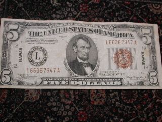 1934a Hawaii U.  S Five Dollar Note Very Fine Fr 2302