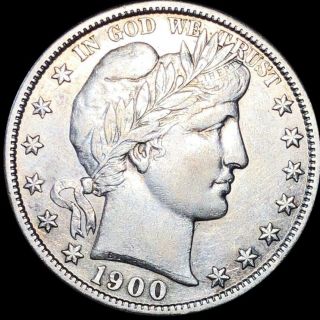1900 - S Barber Half Dollar About Uncirculated High End San Francisco Silver Nr