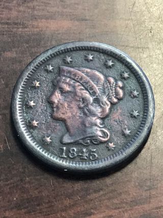 1845 Philadelphia Copper Braided Hair Large Cent