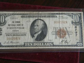 $10 1929 The Condon National Bank Of Coffeyville Kansas Rare Bank3